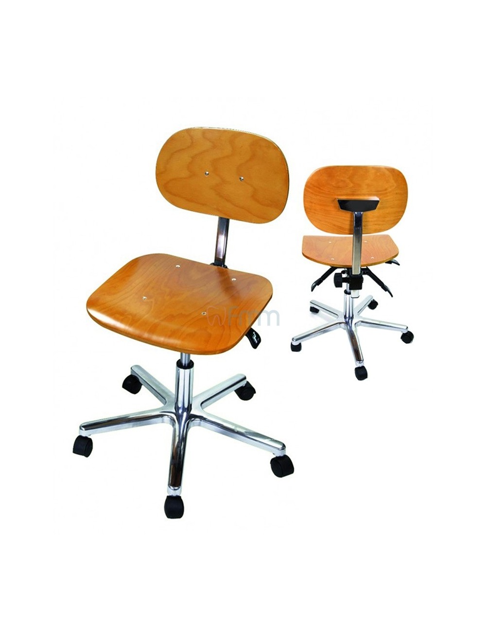 SIEGE ERGONOMIQUE ASSISE ET DOSSIER EN BOIS, 5 ROULETTES