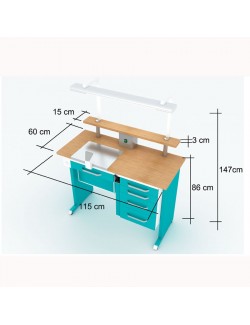 ETABLI PROTHESE DENTAIRE 1 POSTE PLAN DE TRAVAIL BOIS