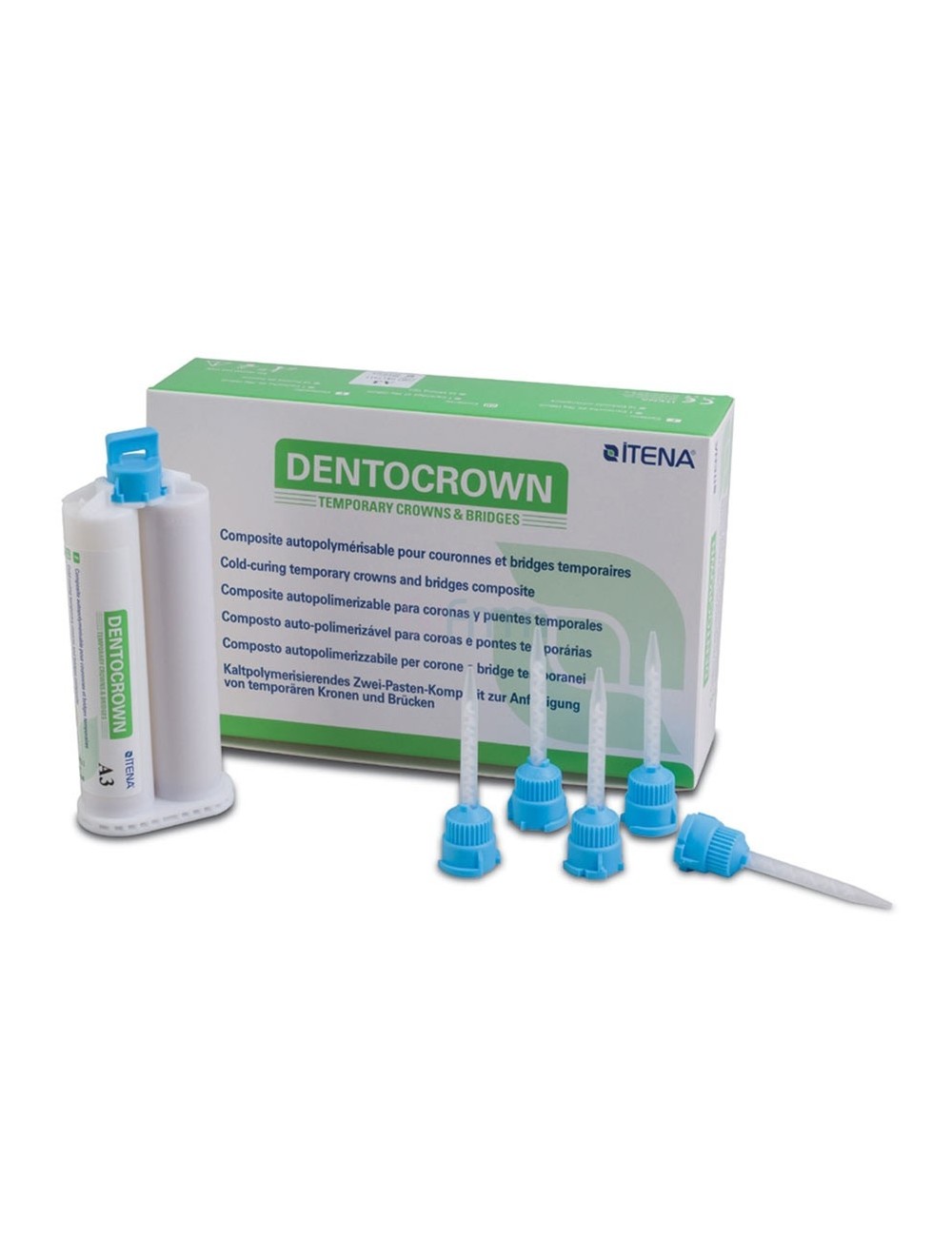 DENTOCROWN ITENA RESINE PROVISOIRE A2, CARTOUCHE DE 50 ML + 10 EMBOUTS MELANGEURS A2