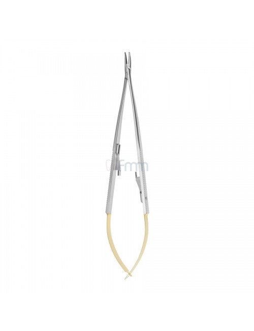 PORTE-AIGUILLES CASTROVIEJO COURBE 18 CM, MORS TUNGSTENE