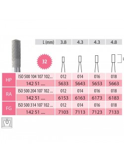 FRAISES FG CARBURE DE TUNGSTENE CYL. A POLIR ISO 012 LES 5 FRAISES