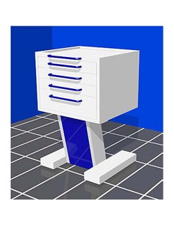 MEUBLE DENTAIRE 4 TIROIRS SUR ROULETTES L 50 X P 50 X H 90 CM