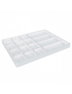 PLATEAU PLASTIQUE DIM. EXT. 40,5 X 30,5 X H 2,3 CM POUR TIROIR / 16 COMPARTIMENTS